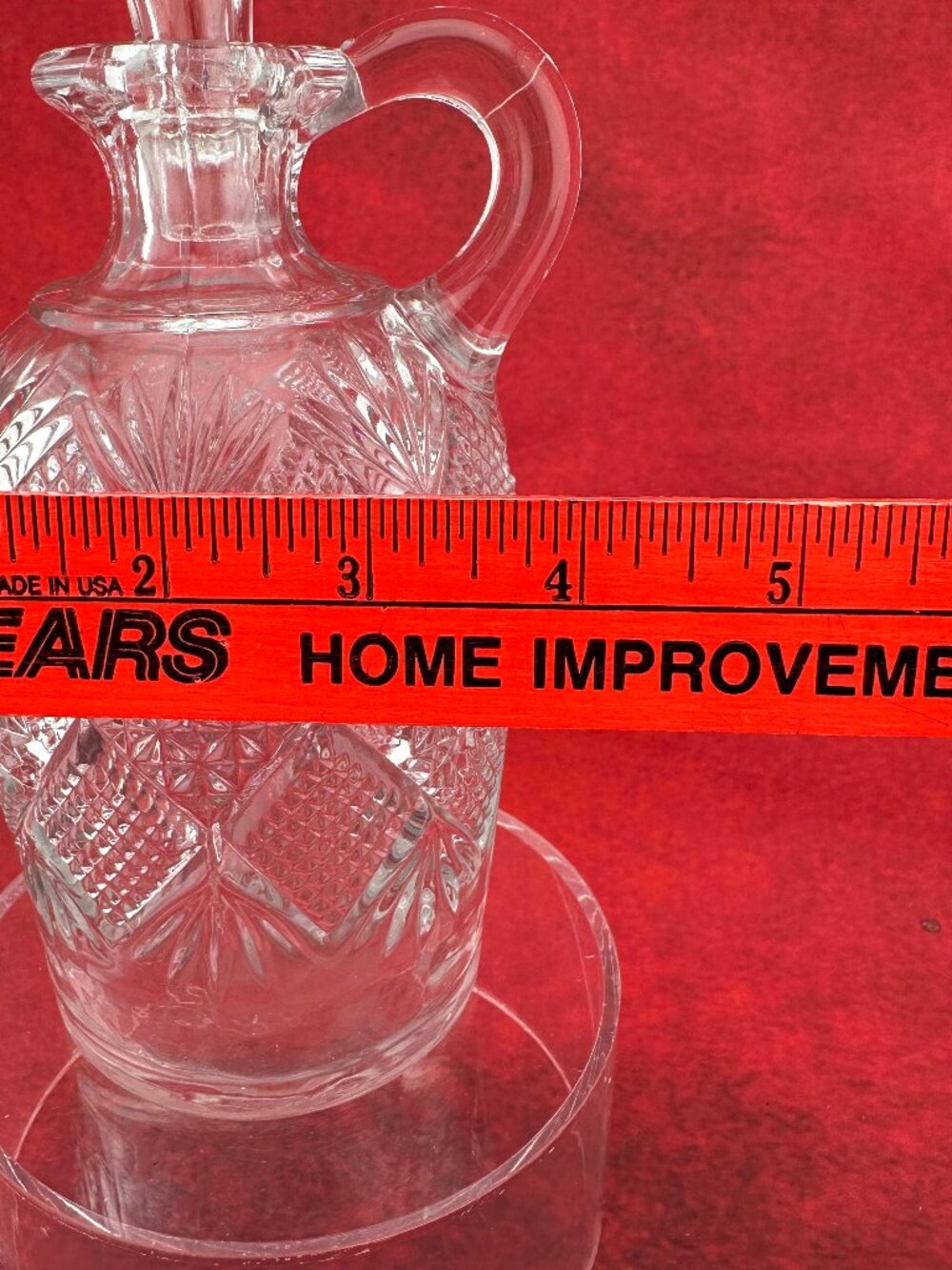 EARLY AMERICAN PATTERN GLASS STYLE PRESSED GLASS JUG/DECANTER with GLASS STOPER - Picture 9 of 9